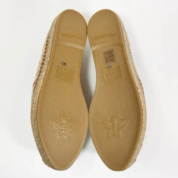 Gucci Interlocking G Raffia Leather Espadrille - Women’s 8.5